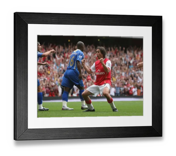 Framed Print : Tomas Rosicky's Triumph: Arsenal's 3rd Goal vs. Portsmouth in the Premier League (3:1)