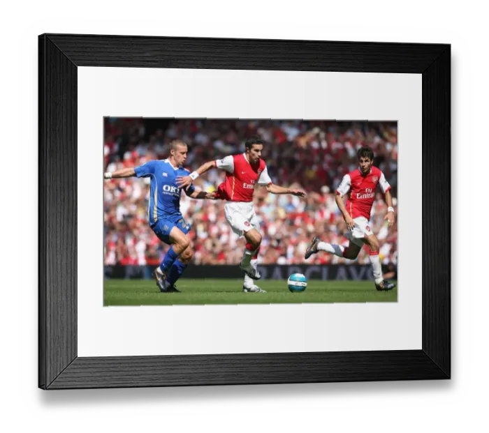 Framed Print : Robin van Persie and Cesc Fabregas (Arsenal) iSean Davis (Portsmouth)