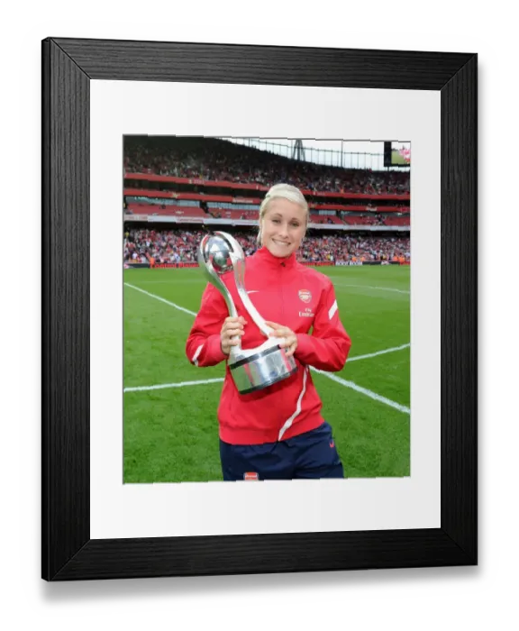 Framed Print : Arsenal's Stephy Houghton Celebrates WSL Title Win with Trophy at Arsenal vs. Swansea City, Emirates Stadium Framed Print : Arsenal's Stephy Houghton Celebrates WSL Title Win with Trophy at Arsenal vs. Swansea City, Emirates Stadium