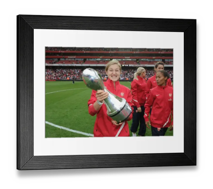 Framed Print : Ellen White's Double Victory: Arsenal's WSL Title Celebration Amidst Premier League Action (2011)