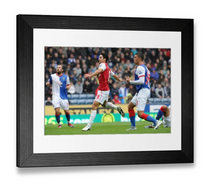 Framed Print : Mikel Arteta Scores Under Pressure: Arsenal's Comeback Against Blackburn Rovers in the Premier League (4-3)
