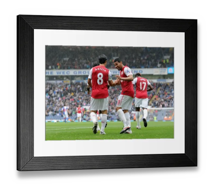 Framed Print : Mikel Arteta and Andre Santos Celebrate Arsenal's Goal in Exciting 4-3 Win Over Blackburn Rovers, Premier League 2011-12 Framed Print : Mikel Arteta and Andre Santos Celebrate Arsenal's Goal in Exciting 4-3 Win Over Blackburn Rovers, Premier League 2011-12