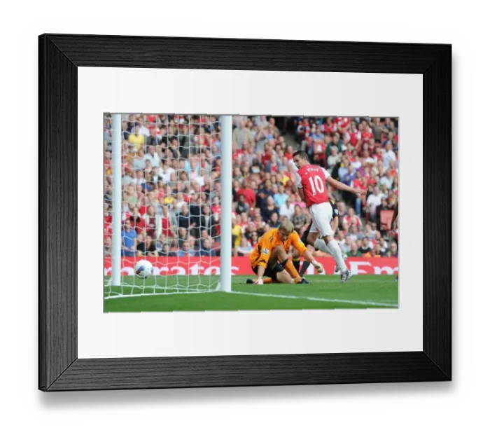 Framed Print : Robin van Persie's Milestone Moment: Scoring His 100th Arsenal Goal Against Bolton Wanderers (2011-12)