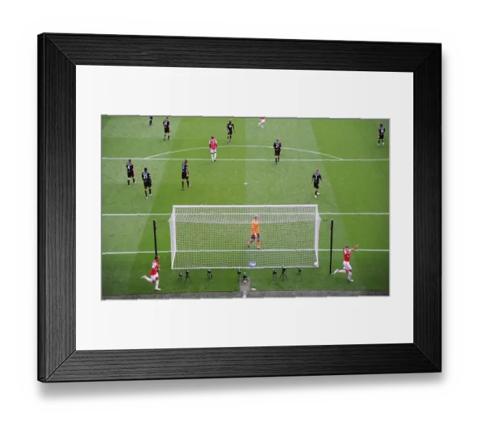 Framed Print : Robin van Persie's Double: Arsenal's Centurion Celebrates 100th Goal vs. Bolton Wanderers (2011-12)