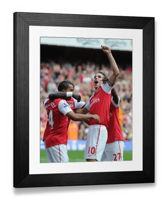 Framed Print : Robin van Persie's Double Strike: Arsenal's Centurion Celebrates 100th Goal vs. Bolton Wanderers (2011-12) Framed Print : Robin van Persie's Double Strike: Arsenal's Centurion Celebrates 100th Goal vs. Bolton Wanderers (2011-12)