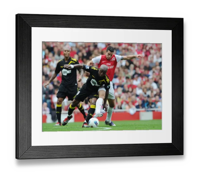 Framed Print : Arsenal's Robin van Persie Clashes with Nigel Reo-Coker of Bolton during the 2011-12 Premier League Match Framed Print : Arsenal's Robin van Persie Clashes with Nigel Reo-Coker of Bolton during the 2011-12 Premier League Match