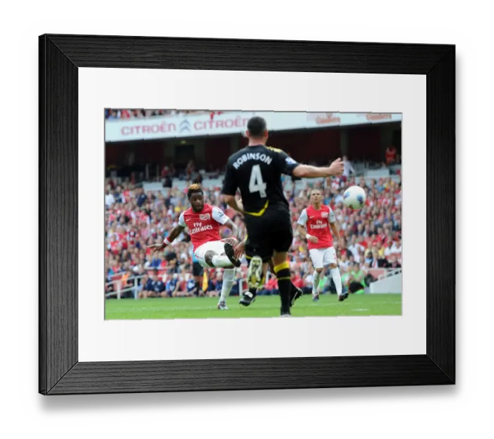 Framed Print : Arsenal's Alex Song Celebrates Third Goal: Arsenal 3-0 Bolton Wanderers, Premier League, Emirates Stadium (2011)