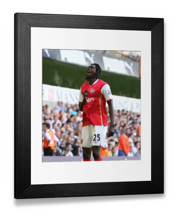 Framed Print : Adebayor's Debut Goal: Arsenal Crushes Tottenham 3-1 Framed Print : Adebayor's Debut Goal: Arsenal Crushes Tottenham 3-1