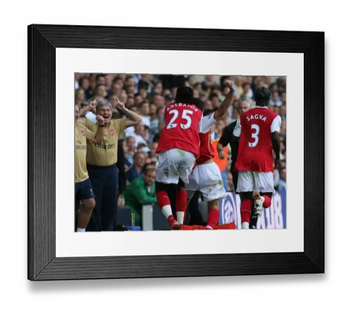 Framed Print : Arsenal's Triumph: Fabregas, Adebayor, Sagna and the Team Celebrate a Goal Against Tottenham, FA Premier League 2007 Framed Print : Arsenal's Triumph: Fabregas, Adebayor, Sagna and the Team Celebrate a Goal Against Tottenham, FA Premier League 2007