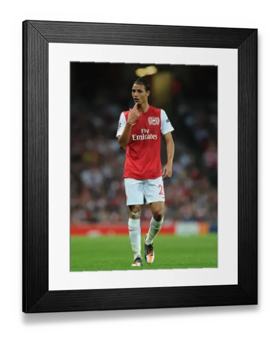 Framed Print : Marouane Chamakh in Action for Arsenal against Olympiacos, UEFA Champions League 2011-12