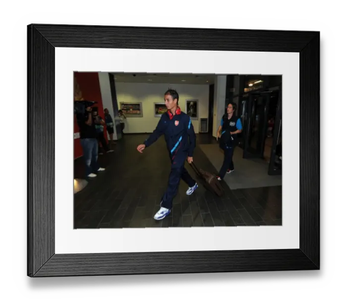 Framed Print : Marouane Chamakh and Tomas Rosicky (Arsenal) in the players entance. Arsenal 2: 1 Olympiacos