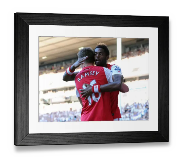 Framed Print : Aaron Ramsey celebrates scoring Arsenals goal with Alex Song. Tottenham Hotspur 2: 1 Arsenal Framed Print : Aaron Ramsey celebrates scoring Arsenals goal with Alex Song. Tottenham Hotspur 2: 1 Arsenal
