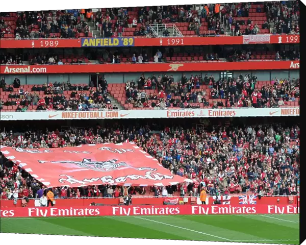 Arsenal fans flag. Arsenal 2: 1 Sunderland. Barclays Premier League. Emirates Stadium, 16  /  10  /  11