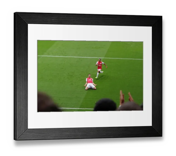 Framed Print : Robin van Persie celebrates scoring Arsenals 1st goal with Theo Walcott Framed Print : Robin van Persie celebrates scoring Arsenals 1st goal with Theo Walcott