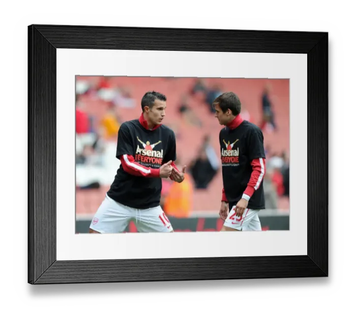 Framed Print : Arsenal Duo: Robin van Persie and Carl Jenkinson Warm Up Ahead of Arsenal's 2:1 Victory over Sunderland in the Premier League Framed Print : Arsenal Duo: Robin van Persie and Carl Jenkinson Warm Up Ahead of Arsenal's 2:1 Victory over Sunderland in the Premier League