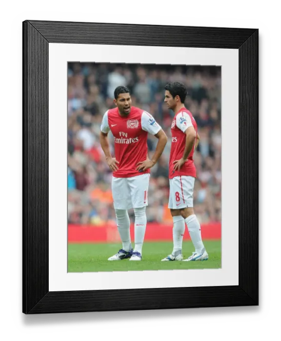 Framed Print : Arsenal's Santos and Arteta in Action against Sunderland (2011-12) Framed Print : Arsenal's Santos and Arteta in Action against Sunderland (2011-12)