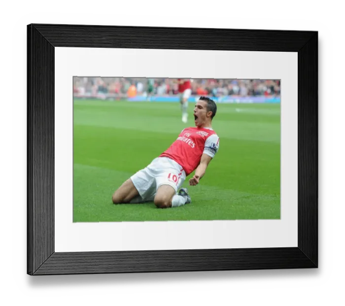 Framed Print : Robin van Persie's Thrilling Goal Celebration: Arsenal's Memorable Moment in the 2011-12 Premier League Framed Print : Robin van Persie's Thrilling Goal Celebration: Arsenal's Memorable Moment in the 2011-12 Premier League