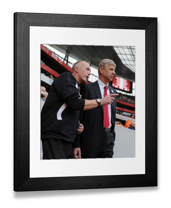 Framed Print : Arsene Wenger Conferring with Fourth Official Peter Walton at Arsenal vs. Sunderland (2011-12)