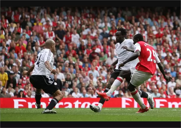 Emmanuel Adebayor scores Arsenals 5th goal his 3rd past Tyrone Mears (Derby)