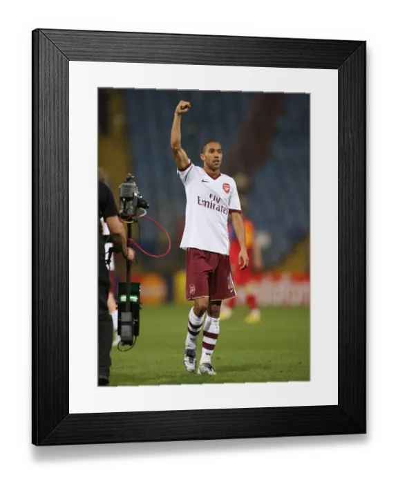 Framed Print : Gael Clichy (Arsenal) celebrates at the end of the match Framed Print : Gael Clichy (Arsenal) celebrates at the end of the match