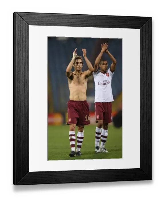 Framed Print : Mathieu Flamini and Gael Clichy (Arsenal) clap the fans at the end of the match