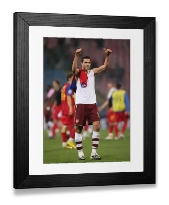 Framed Print : Robin van Perise (Arsenal) give the thumbs up to the fans after the match Framed Print : Robin van Perise (Arsenal) give the thumbs up to the fans after the match