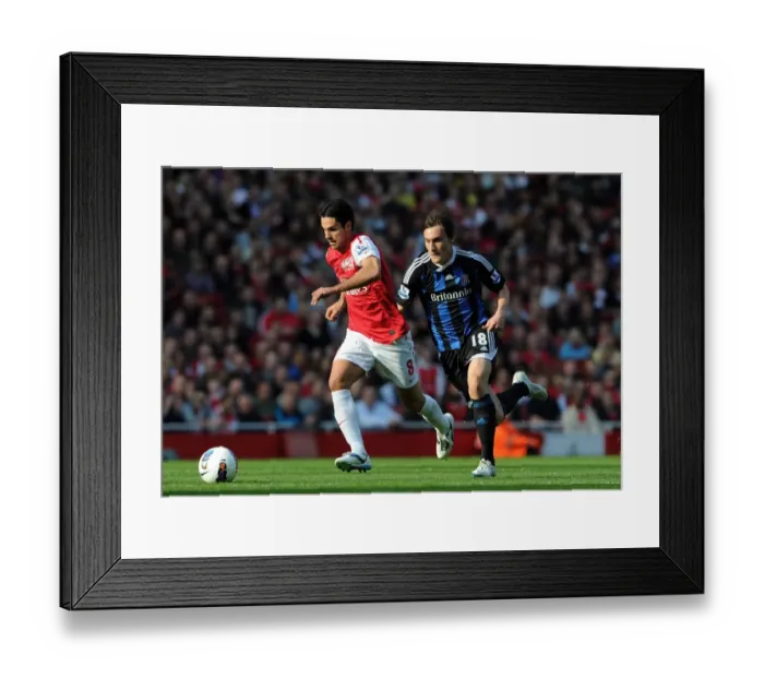 Framed Print : Arsenal's Mikel Arteta Scores in 3-1 Victory over Stoke City, Barclays Premier League, Emirates Stadium, 10.23.2011