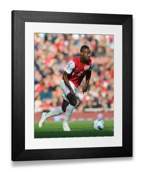 Framed Print : Arsenal's Johan Djourou Celebrates Goal Against Stoke City in Premier League Match, 3-1 Win at Emirates Stadium (2011)