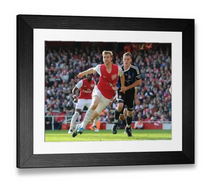 Framed Print : Per Mertesacker (Arsenal) Ryan Shawcross (Stoke). Arsenal 3: 1 Stoke City