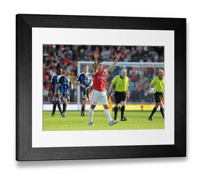 Framed Print : Robin van Persie Celebrates Arsenal's Victory over Stoke City: 3-1 Framed Print : Robin van Persie Celebrates Arsenal's Victory over Stoke City: 3-1