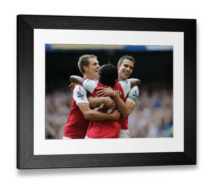 Framed Print : Arsenal's Triumphant Triple: Van Persie, Ramsey, and Gervinho's Unforgettable Goals vs. Chelsea (2011-12) - The Thrilling Moments of Arsenal's Historic Victory