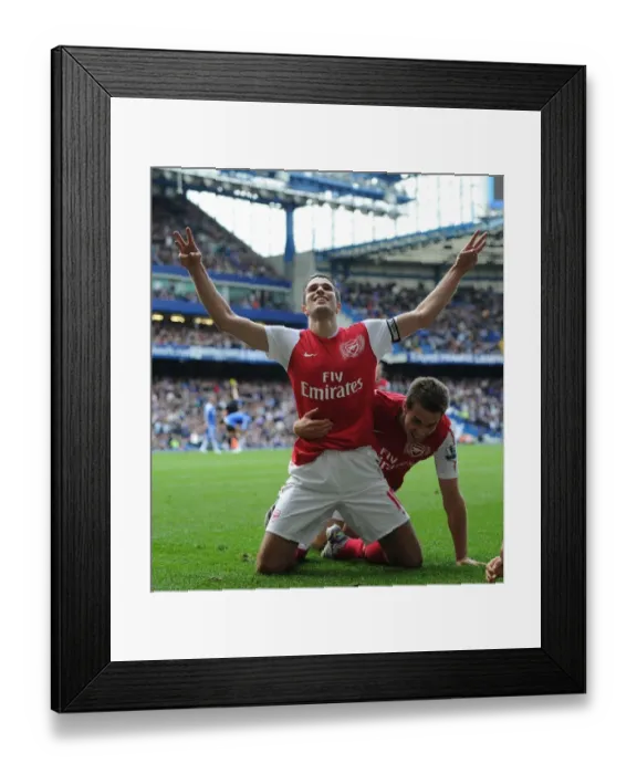 Framed Print : Five-Goal Blitz: Robin van Persie and Aaron Ramsey's Unforgettable Performance Against Chelsea (2011-12)