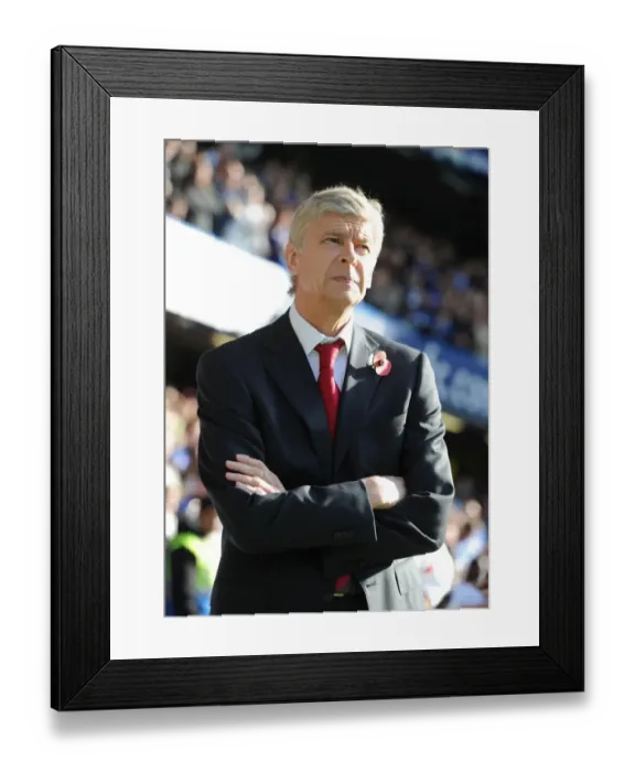 Framed Print : Arsene Wenger: Pre-Match Focus at Stamford Bridge (Chelsea vs Arsenal, 2011-12)