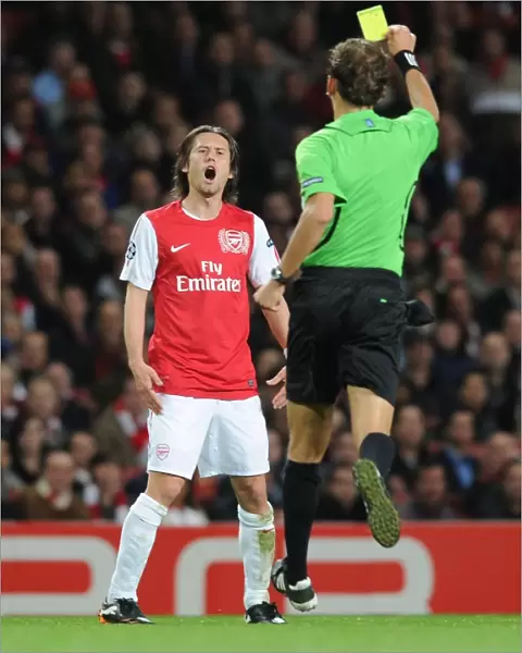 Arsenal's Rosicky Booked in Champions League Clash Against Marseille (2011-12)