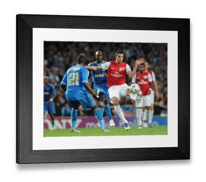 Framed Print : Arsenal vs. Marseille: Robin van Persie vs. Souleymane Diawara - Clash of the Titans in the 2011-12 UEFA Champions League