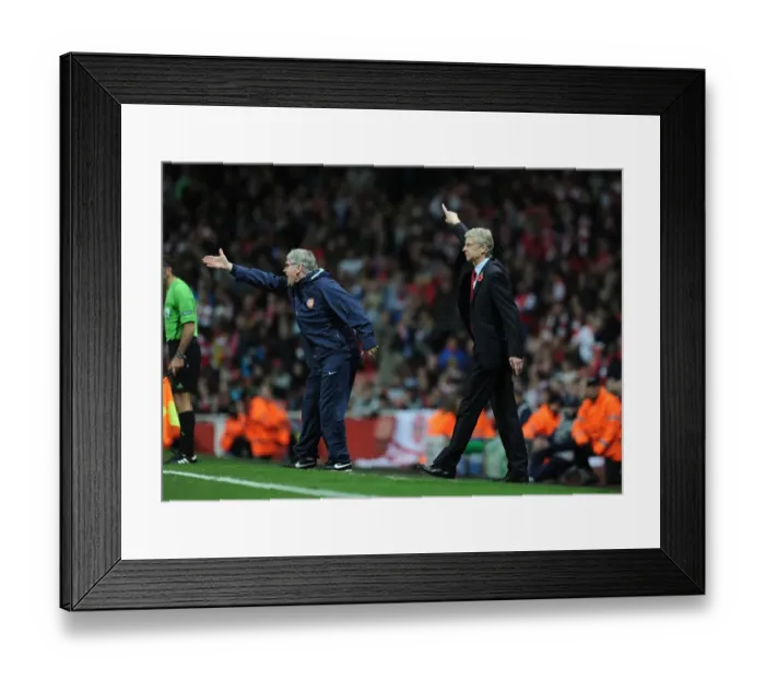 Framed Print : Arsene Wenger and Pat Rice Lead Arsenal FC in 2011-12 UEFA Champions League Clash against Olympique de Marseille Framed Print : Arsene Wenger and Pat Rice Lead Arsenal FC in 2011-12 UEFA Champions League Clash against Olympique de Marseille