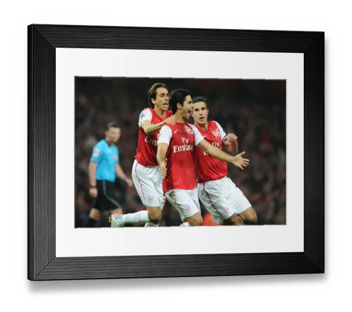 Framed Print : Arsenal's Triumph: Arteta, Benayoun, van Persie Celebrate Goals Against West Bromwich Albion (2011-12) Framed Print : Arsenal's Triumph: Arteta, Benayoun, van Persie Celebrate Goals Against West Bromwich Albion (2011-12)