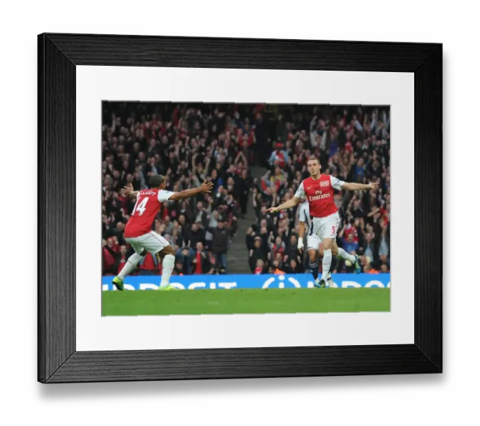 Framed Print : Vermaelen and Walcott Celebrate Arsenal's Second Goal vs. West Bromwich Albion (2011-12) Framed Print : Vermaelen and Walcott Celebrate Arsenal's Second Goal vs. West Bromwich Albion (2011-12)