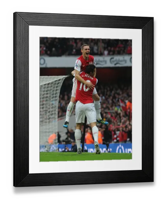 Framed Print : Arsenal's Unstoppable Duo: Vermaelen and van Persie's Goal Celebration (2011-12) Framed Print : Arsenal's Unstoppable Duo: Vermaelen and van Persie's Goal Celebration (2011-12)