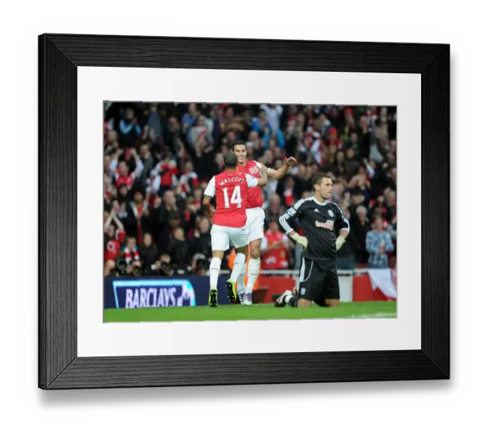Framed Print : Robin van Persie and Theo Walcott: Celebrating Arsenal's First Goal in a 3:0 Win Over West Bromwich Albion Framed Print : Robin van Persie and Theo Walcott: Celebrating Arsenal's First Goal in a 3:0 Win Over West Bromwich Albion