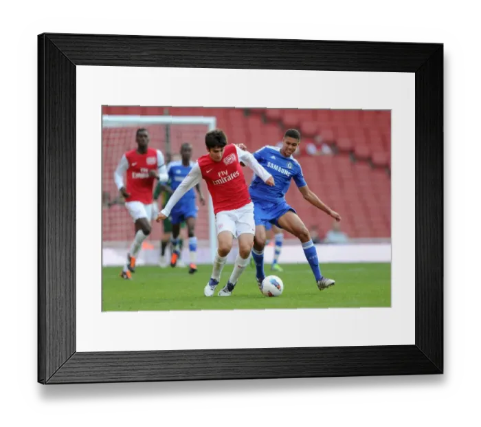 Framed Print : Young Guns Clash: Jon Toral vs. Ruben Loftus-Cheek in Arsenal's 1:0 Win over Chelsea U18s (2011)