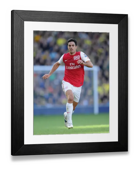 Framed Print : Mikel Arteta Leads Arsenal at Carrow Road, Norwich City (Premier League 2011-12)