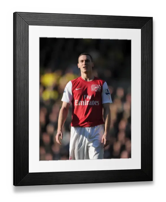 Framed Print : Thomas Vermaelen (Arsenal). Norwich City v Arsenal. Barclays Premier League