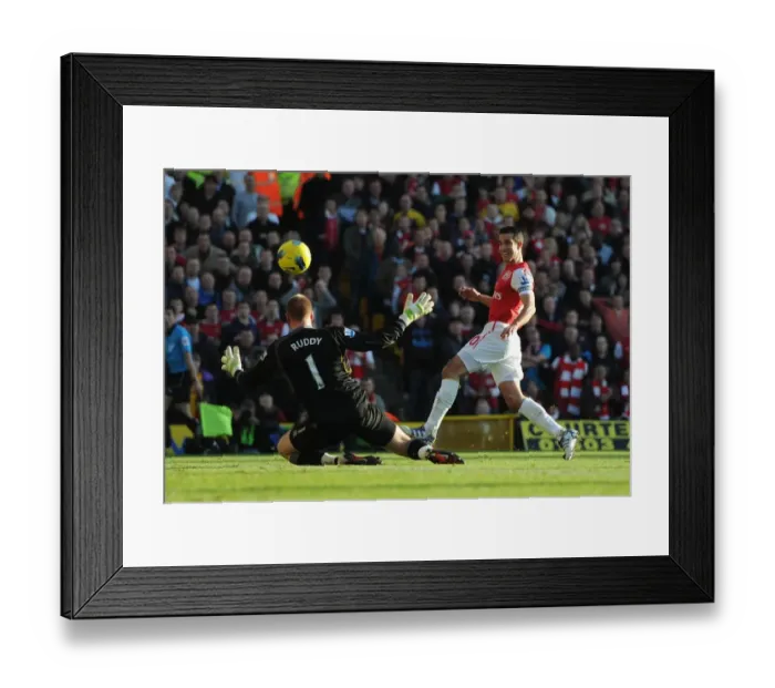 Framed Print : Robin van Persie Scores Arsenal's Second Goal Against Norwich City (Premier League 2011-12)