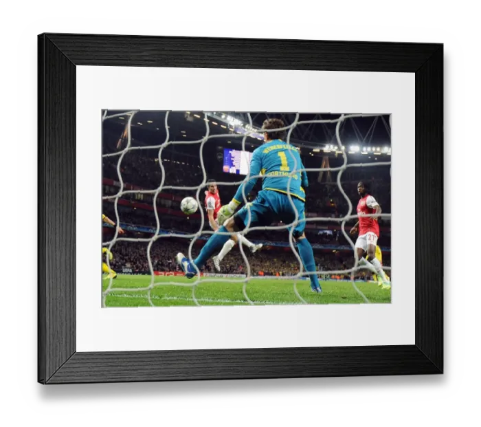 Framed Print : Robin van Persie Scores the Opener: Arsenal Leads Borussia Dortmund 2-0 in UEFA Champions League Group F