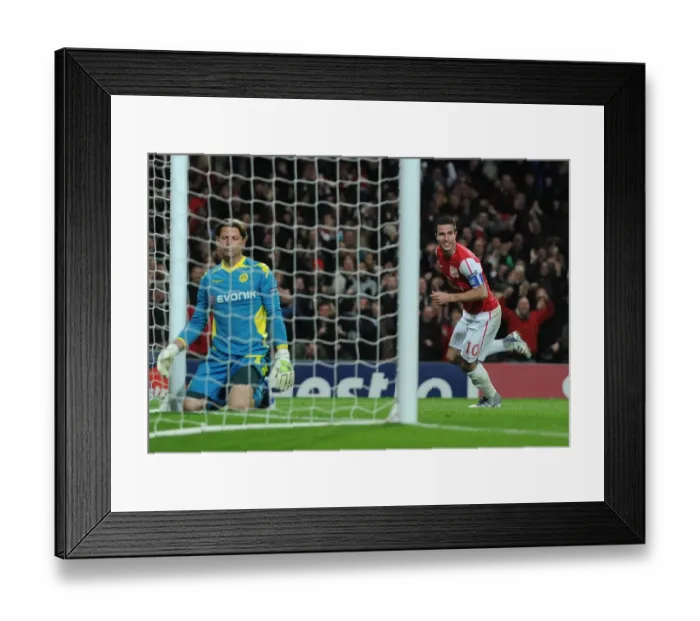 Framed Print : Robin van Persie's Stunner: Arsenal vs. Borussia Dortmund, Champions League 2011-12 Framed Print : Robin van Persie's Stunner: Arsenal vs. Borussia Dortmund, Champions League 2011-12
