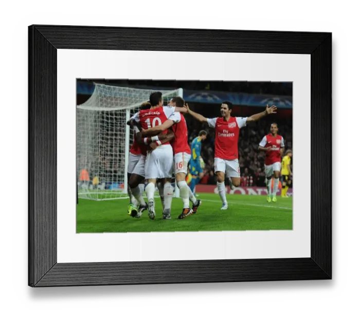 Framed Print : Arsenal's Van Persie Scores First Goal: Arsenal FC vs. Borussia Dortmund, UEFA Champions League 2011-12 Framed Print : Arsenal's Van Persie Scores First Goal: Arsenal FC vs. Borussia Dortmund, UEFA Champions League 2011-12