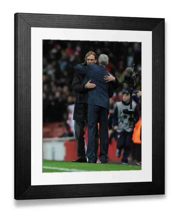 Framed Print : Arsene Wenger and Jurgen Klopp: A Heartfelt Embrace After Arsenal vs. Borussia Dortmund in the Champions League (2011) Framed Print : Arsene Wenger and Jurgen Klopp: A Heartfelt Embrace After Arsenal vs. Borussia Dortmund in the Champions League (2011)