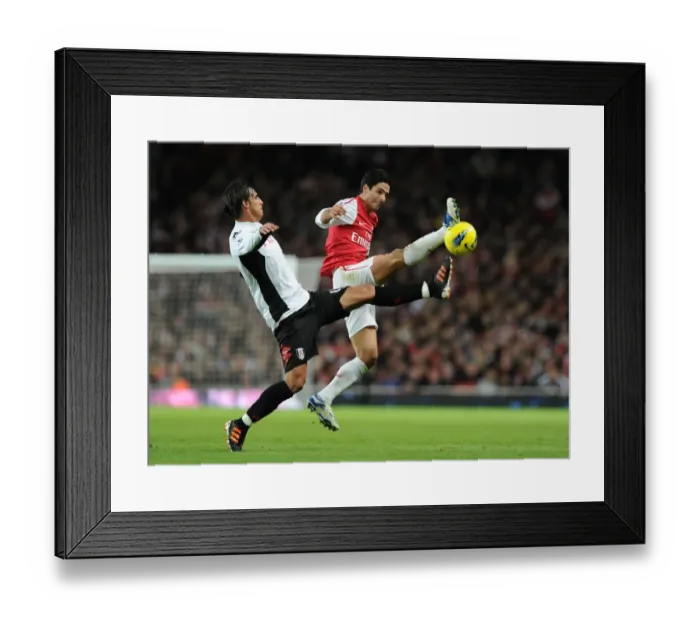 Framed Print : Mikel Arteta vs. Bryan Ruiz: Battle at Emirates Stadium (Arsenal v Fulham, 2011-12)