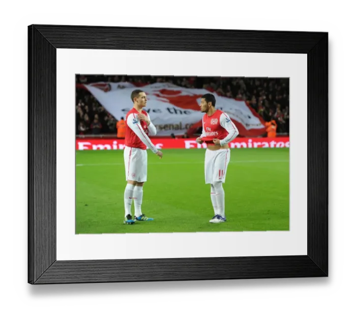 Framed Print : Arsenal's Defense: Vermaelen and Santos in Action against Fulham (2011-12)